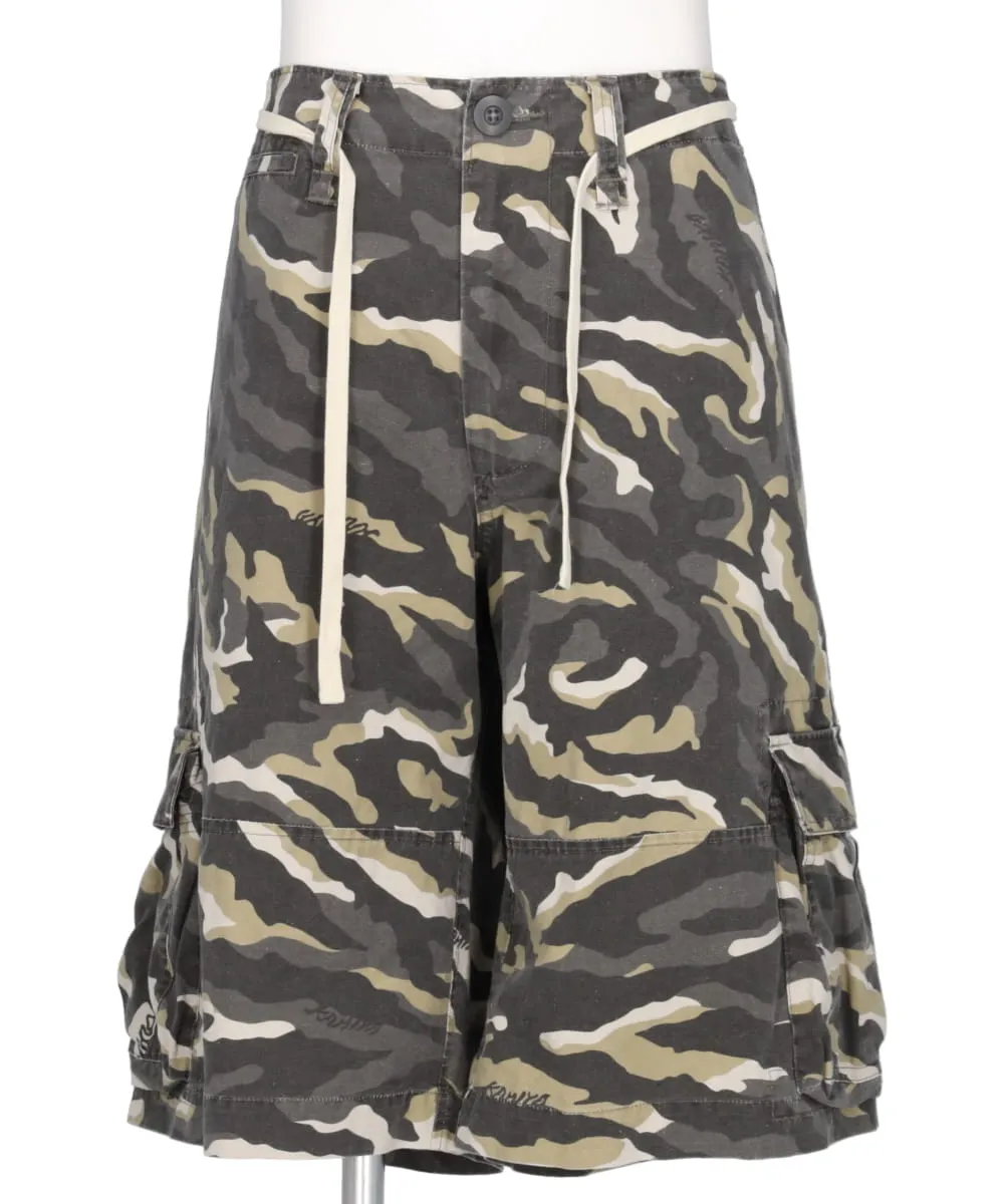 CAMOUFLAGE WASH CARGO BERMUDA PANTS