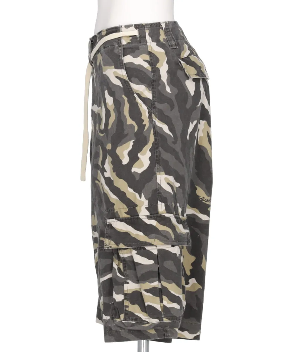 CAMOUFLAGE WASH CARGO BERMUDA PANTS