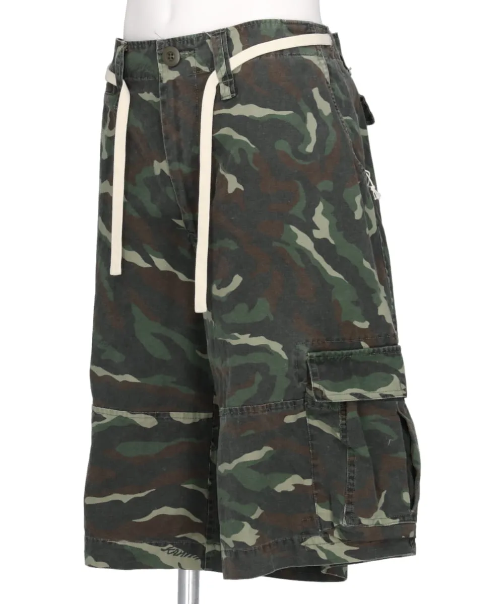 CAMOUFLAGE WASH CARGO BERMUDA PANTS