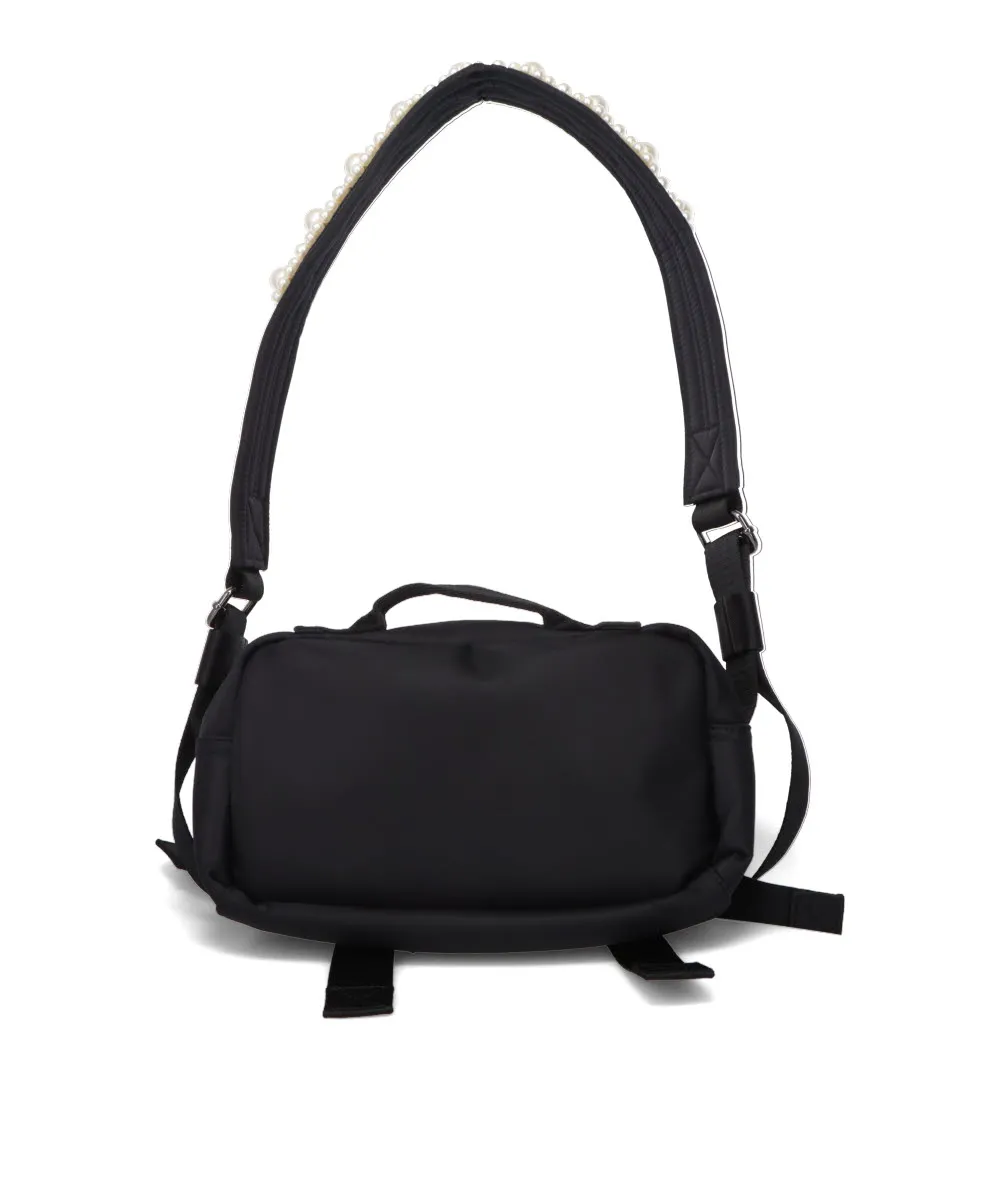 BEADED CLASSIC BOW CROSSBODY BAG - BLACK/PEARL