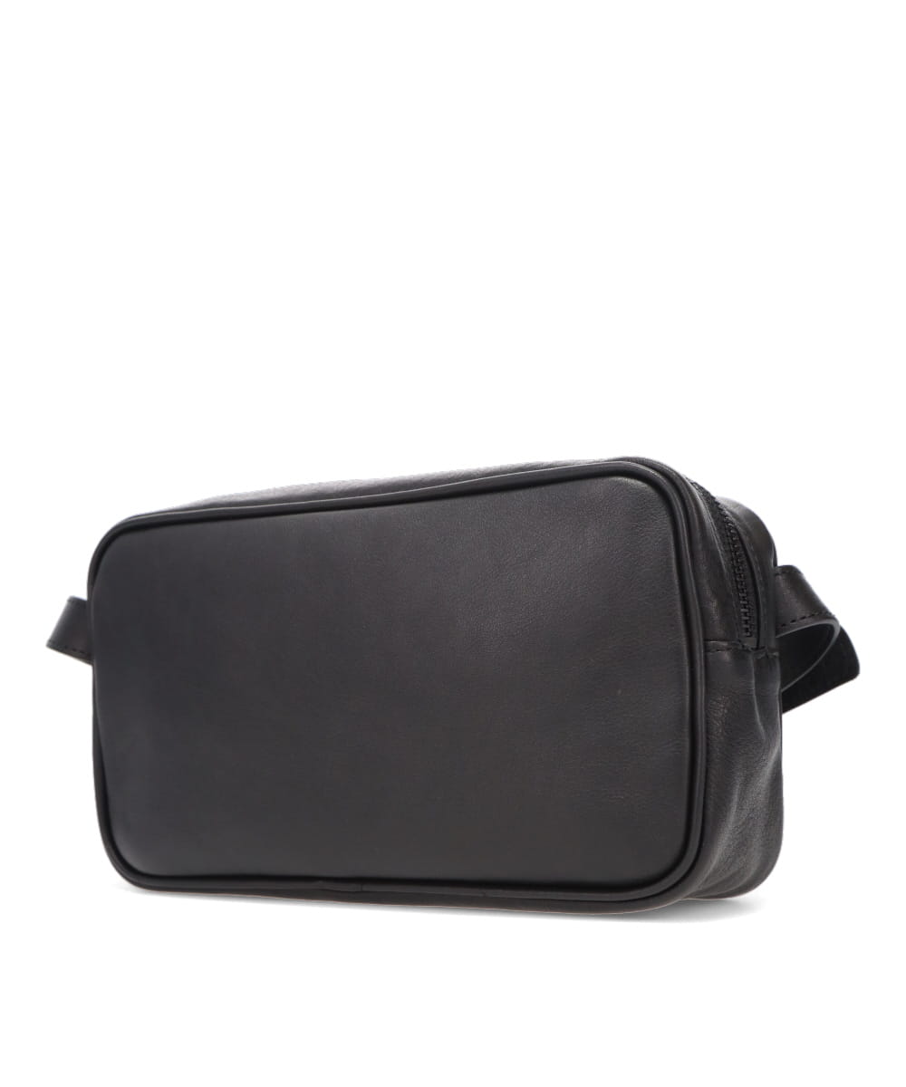 LEATHER SHOULDER BAG DOUBLE ZIP