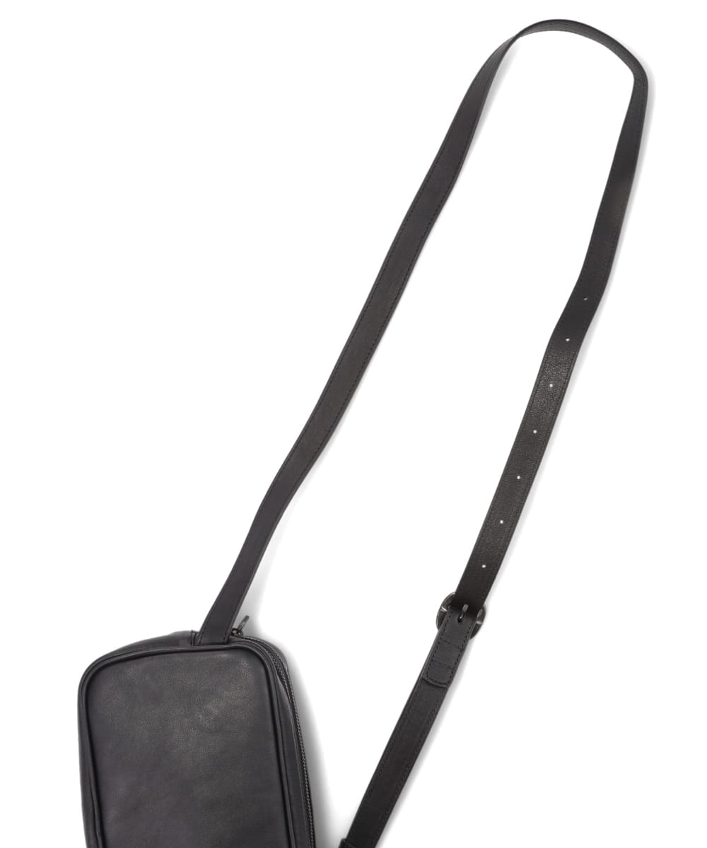 LEATHER SHOULDER BAG DOUBLE ZIP