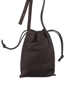 LEATHER CELL PHONE BAG DRAWSTRING