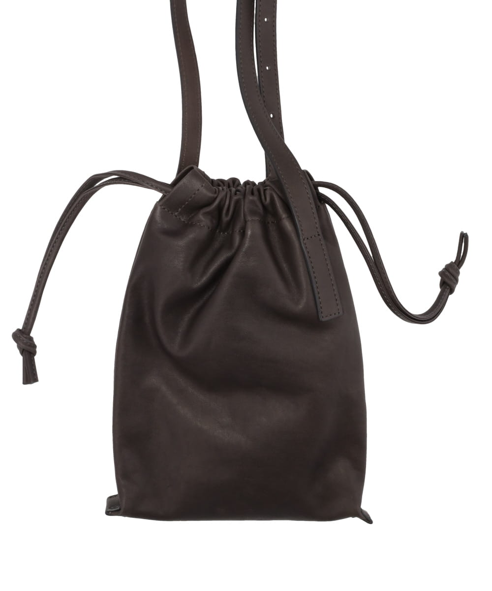 LEATHER CELL PHONE BAG DRAWSTRING