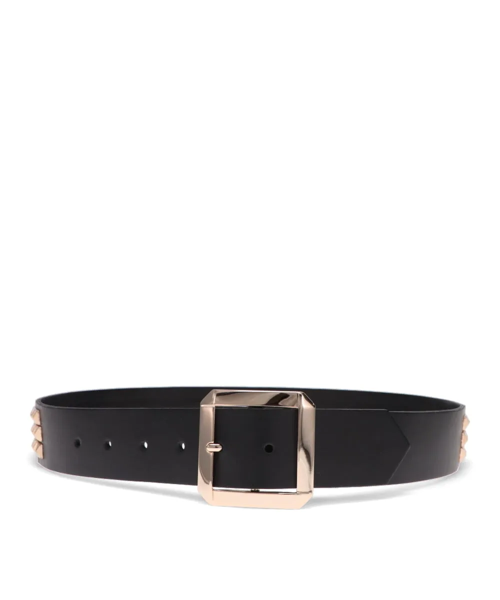 PYRAMID STUDDED LARGE GOLD BUCKLE BELT