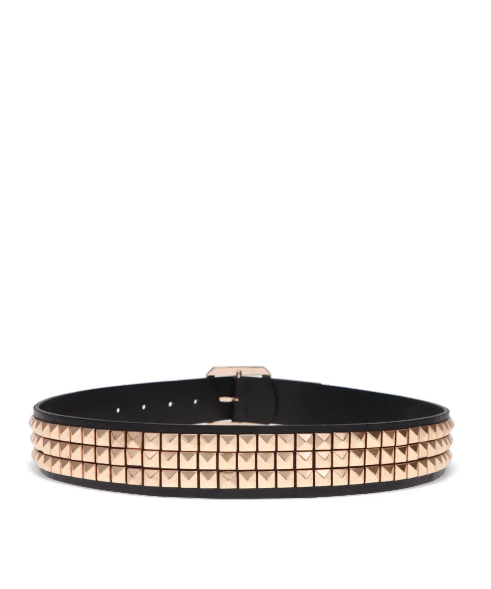 PYRAMID STUDDED LARGE GOLD BUCKLE BELT