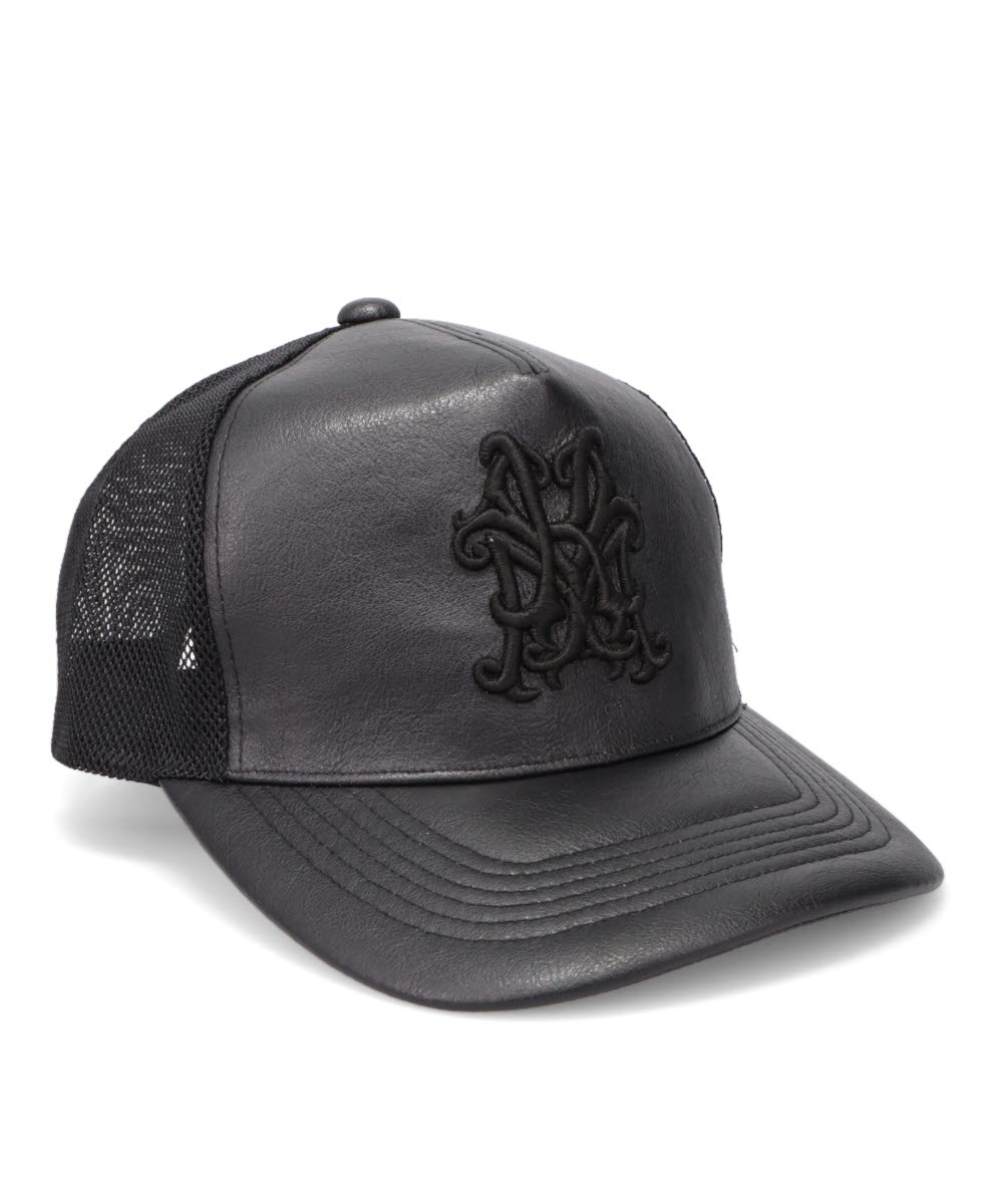 “KMY” LEATHER MESH CAP