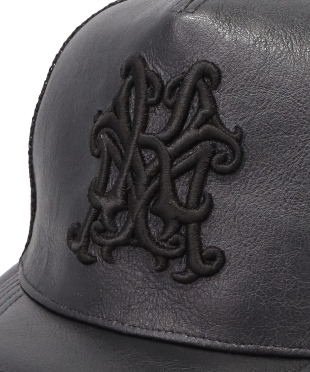 “KMY” LEATHER MESH CAP