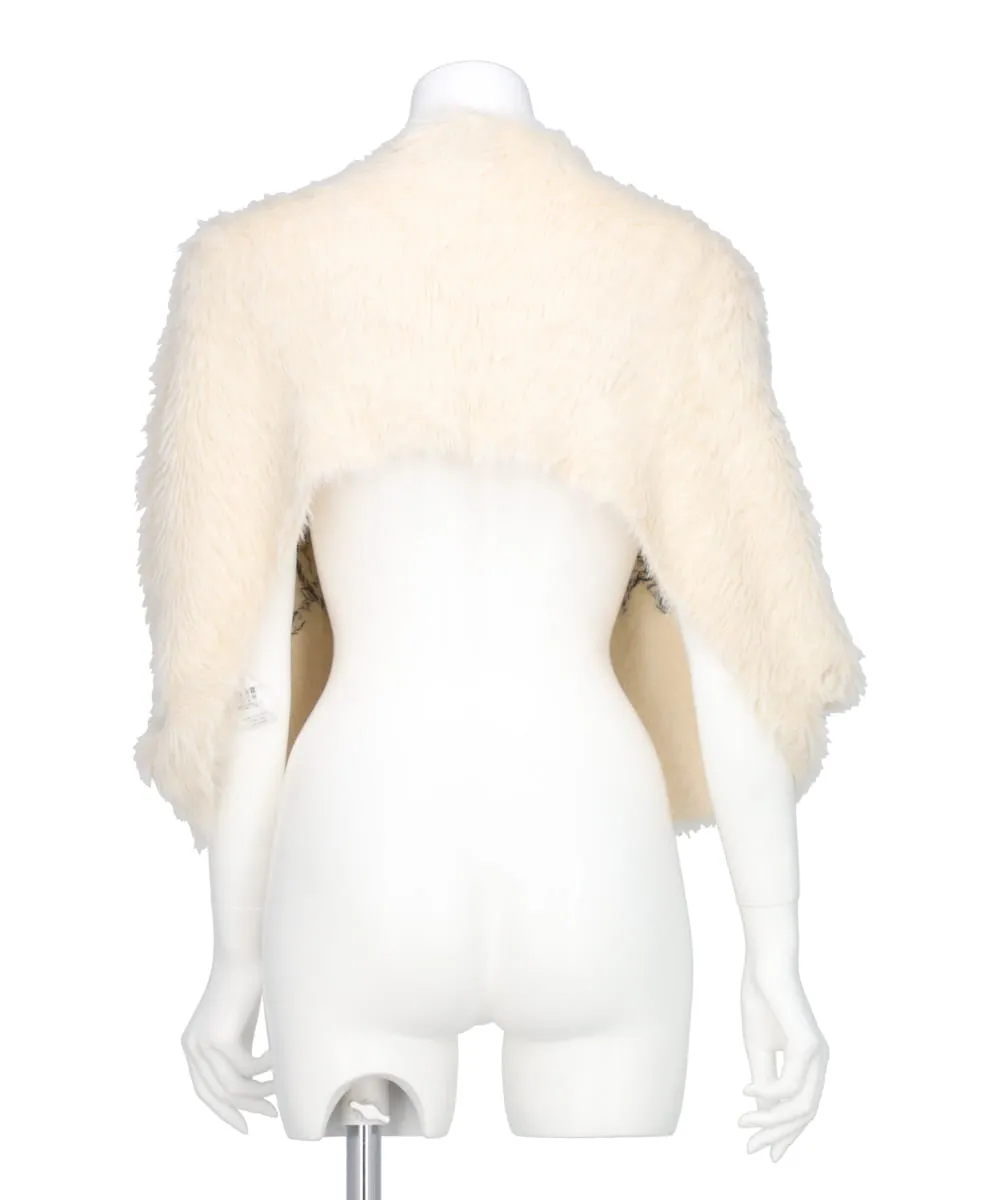 FUR KNIT BEAD EMBROIDERED BOLERO