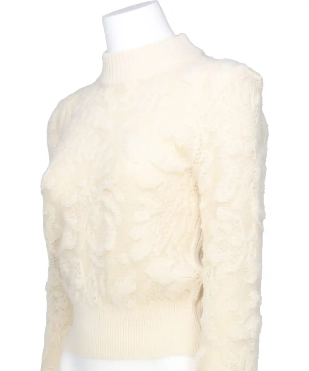 SQUARE SHOULDER LACE JACQUARD SWEATER