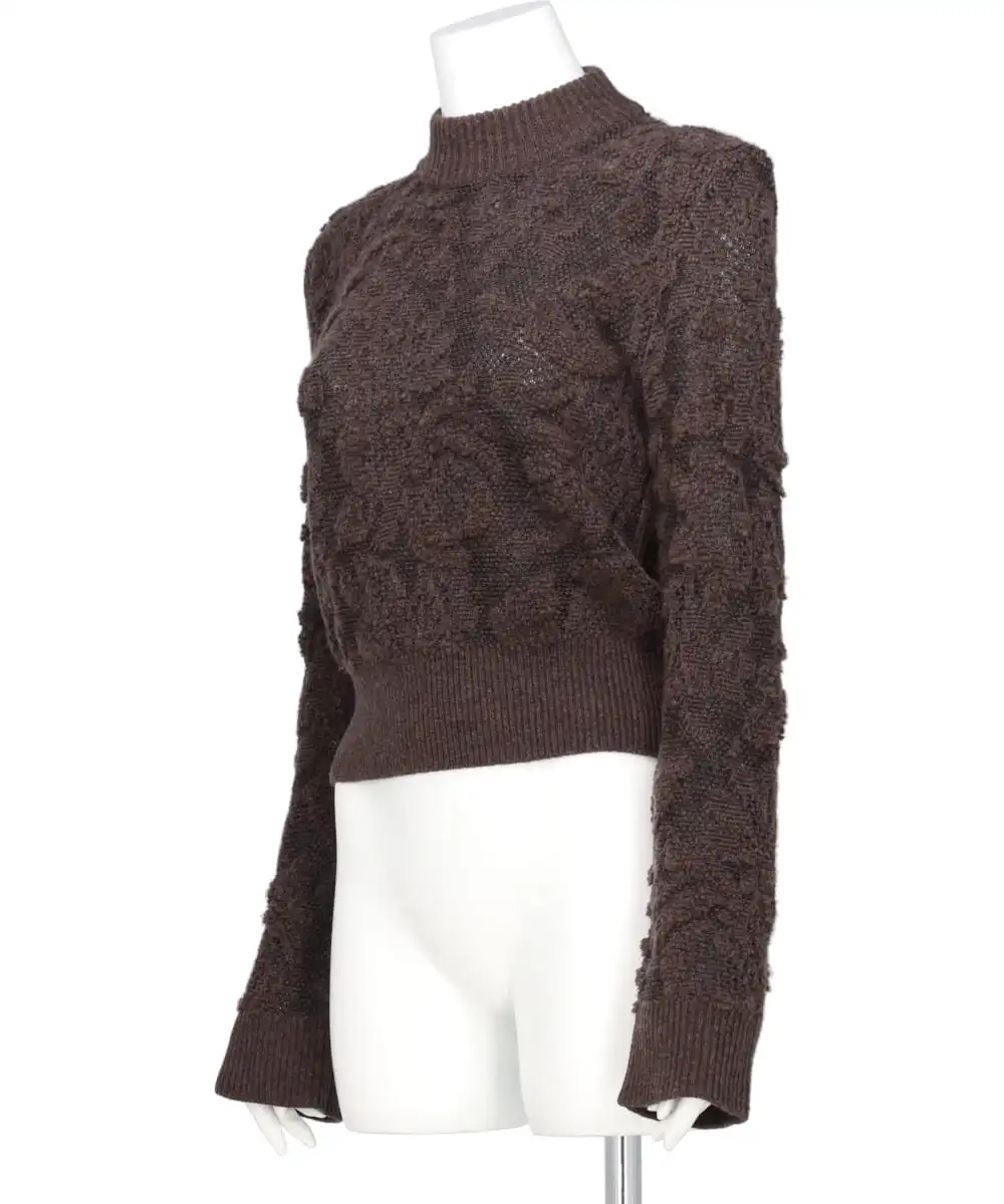 SQUARE SHOULDER LACE JACQUARD SWEATER