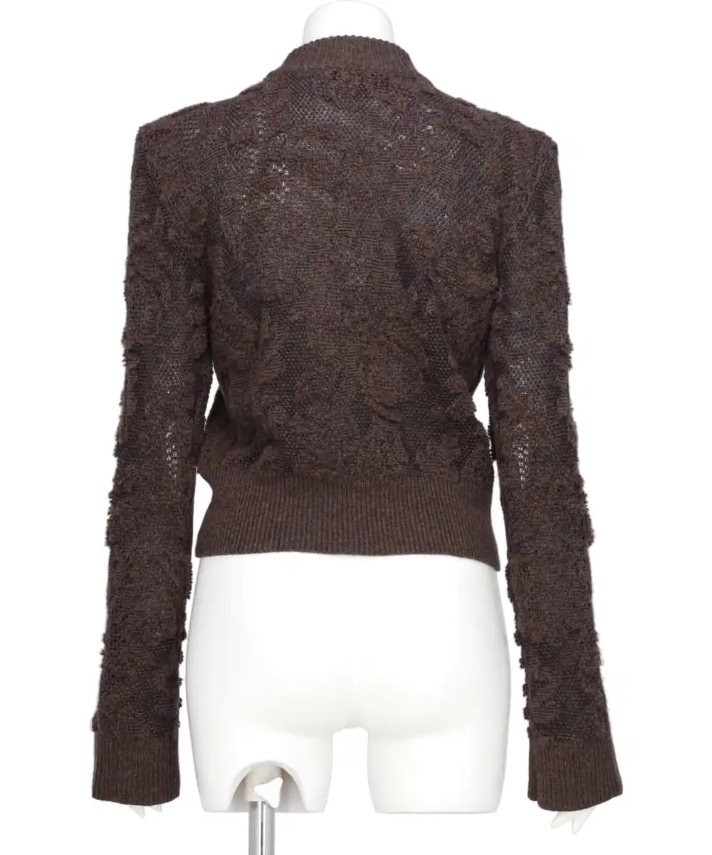 SQUARE SHOULDER LACE JACQUARD SWEATER