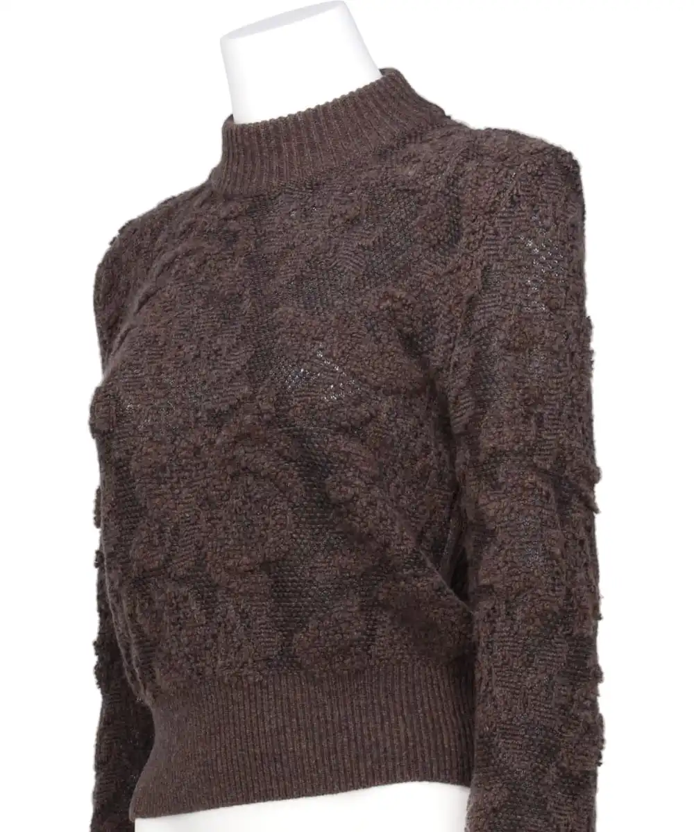 SQUARE SHOULDER LACE JACQUARD SWEATER