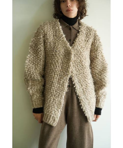 MIX LOOP MOHAIR KNIT CARDIGAN