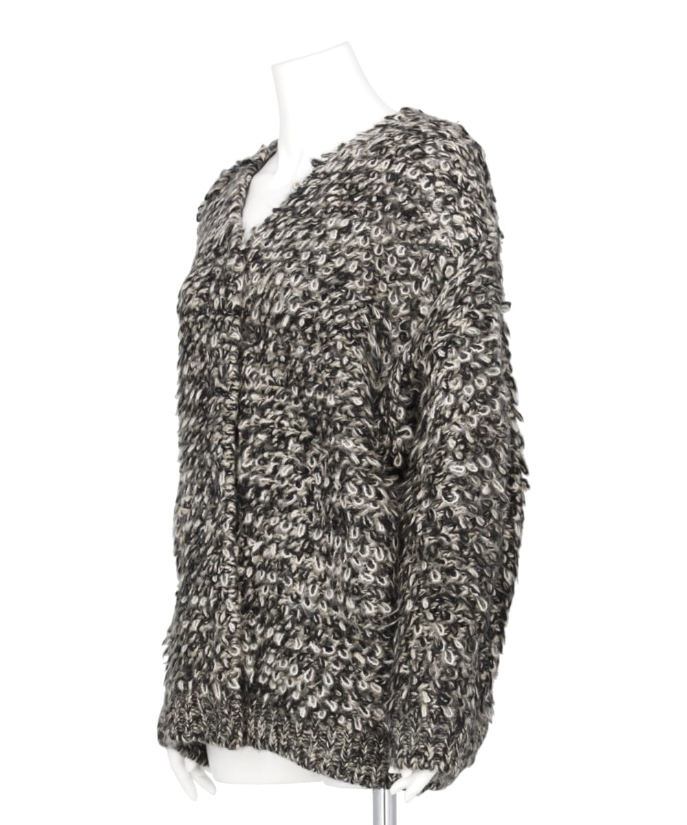 MIX LOOP MOHAIR KNIT CARDIGAN