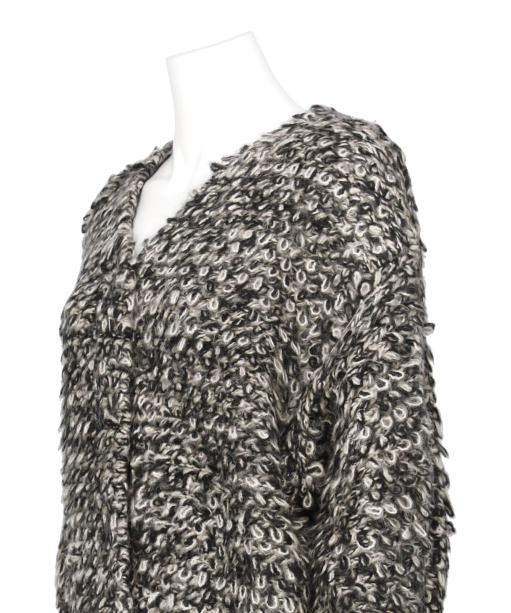 MIX LOOP MOHAIR KNIT CARDIGAN