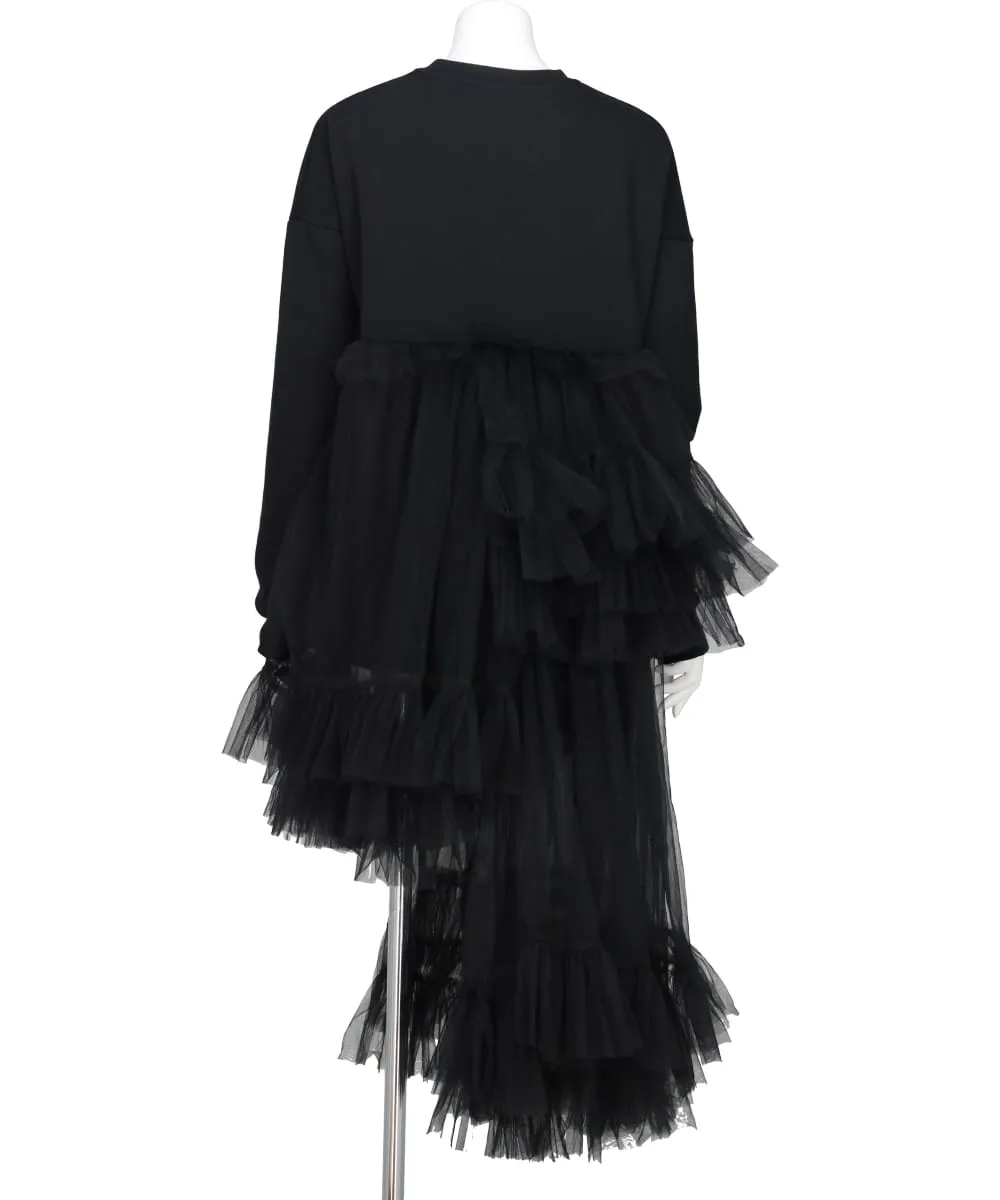 ASYMMETRIC TULLE SWEAT SHIRT