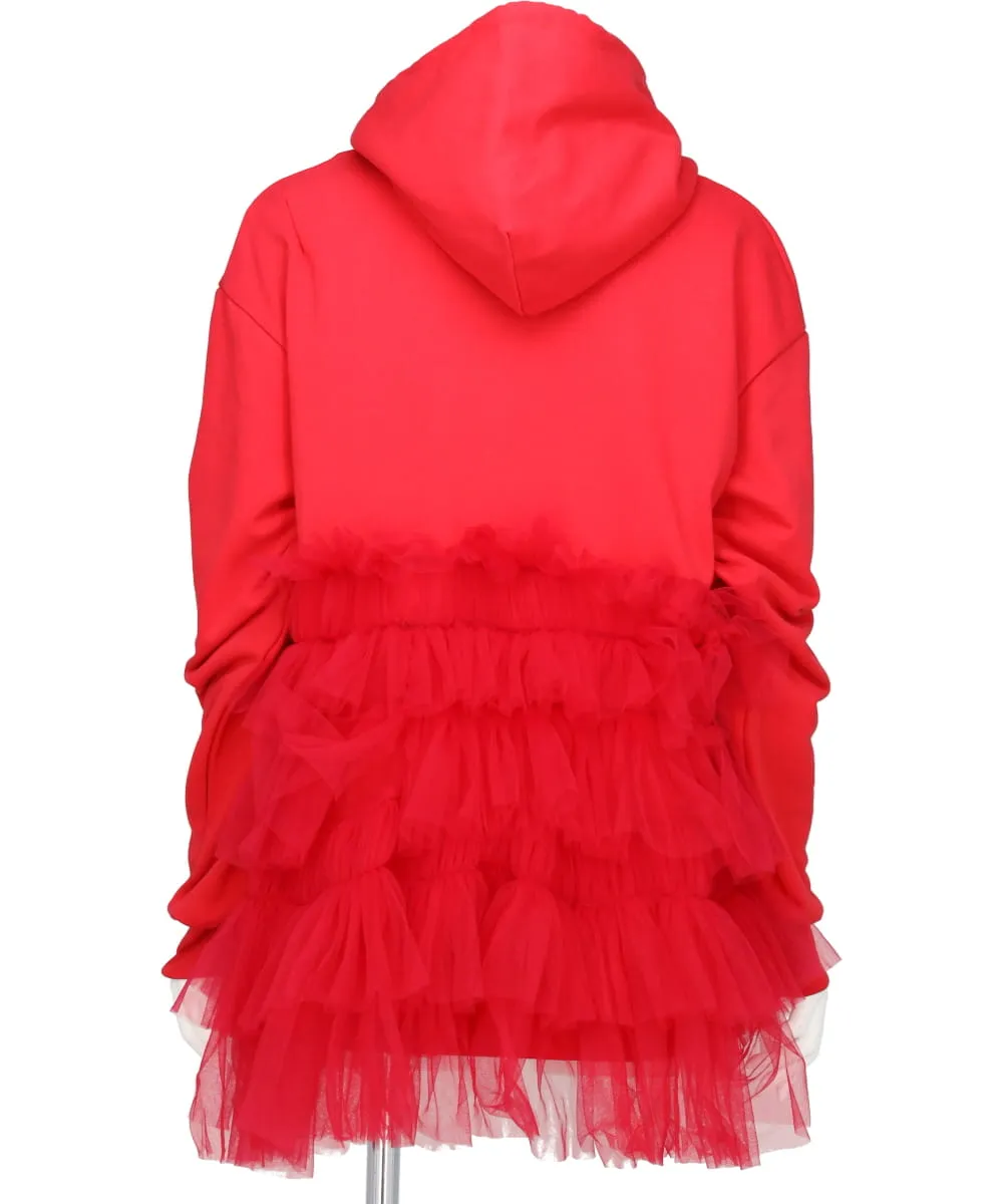 GATHERED TULLE HOODIE