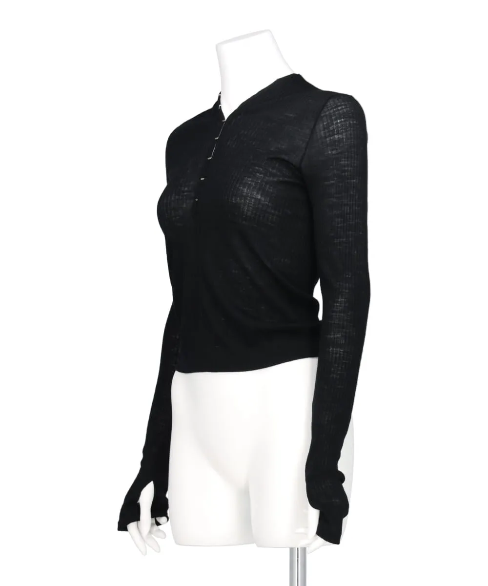 WOOL RIB CREW NECK TOP WITH HOOK