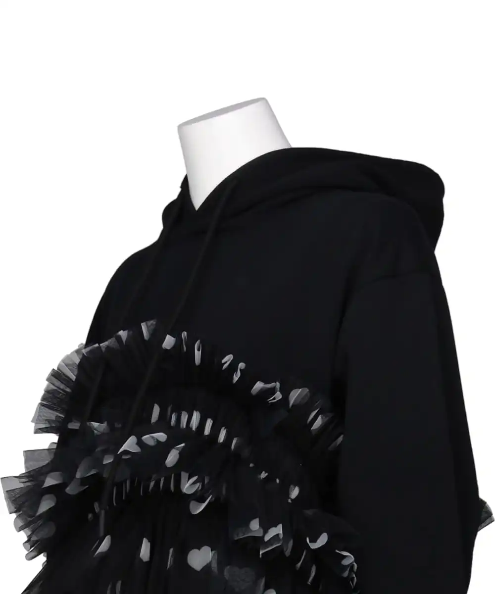 MIDWEST EXCLUSIVE GATHERED TULLE HOODIE