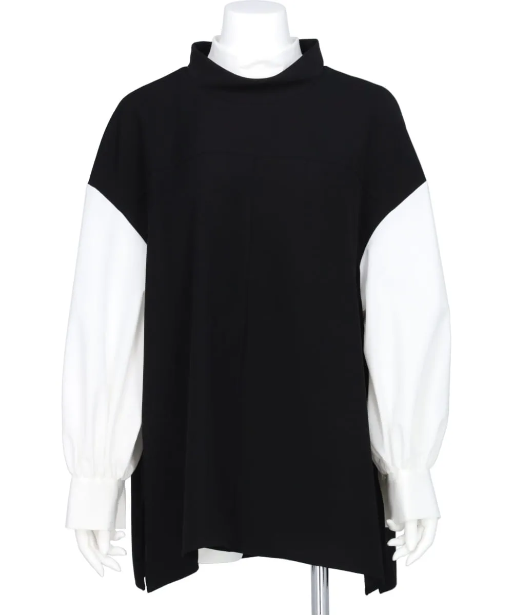 PE TWILL OFFNECK LAYERED PULLOVER