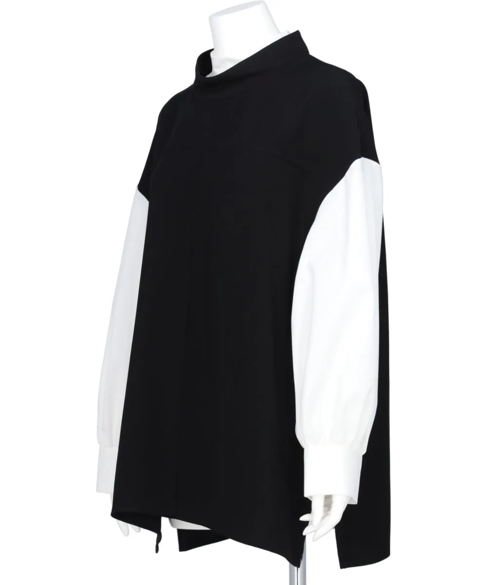 PE TWILL OFFNECK LAYERED PULLOVER