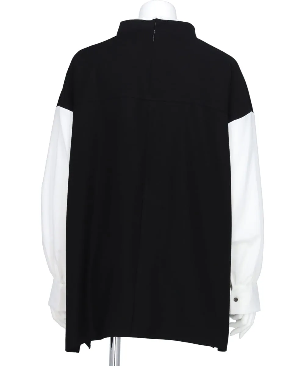 PE TWILL OFFNECK LAYERED PULLOVER