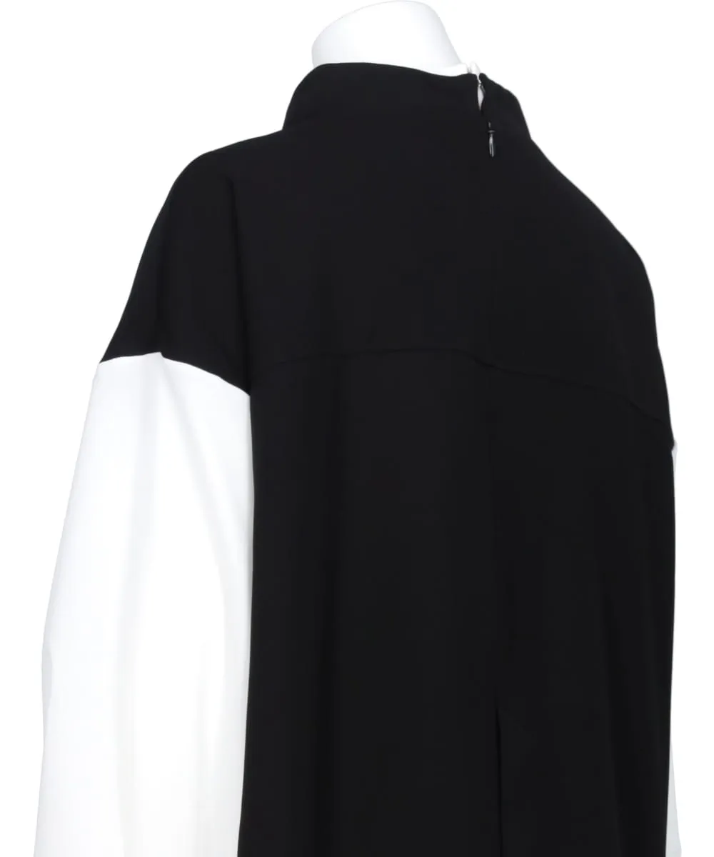 PE TWILL OFFNECK LAYERED PULLOVER