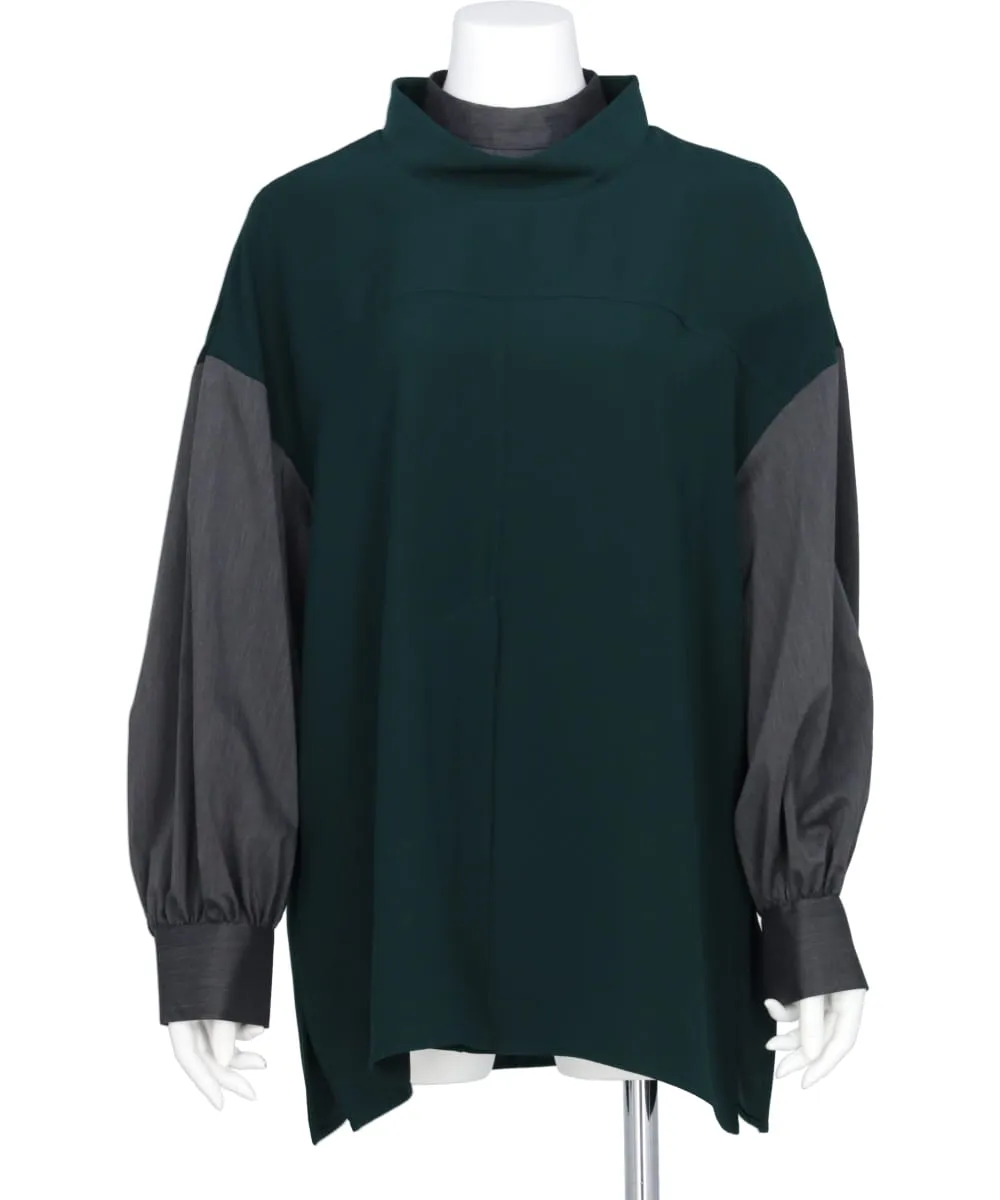 PE TWILL OFFNECK LAYERED PULLOVER