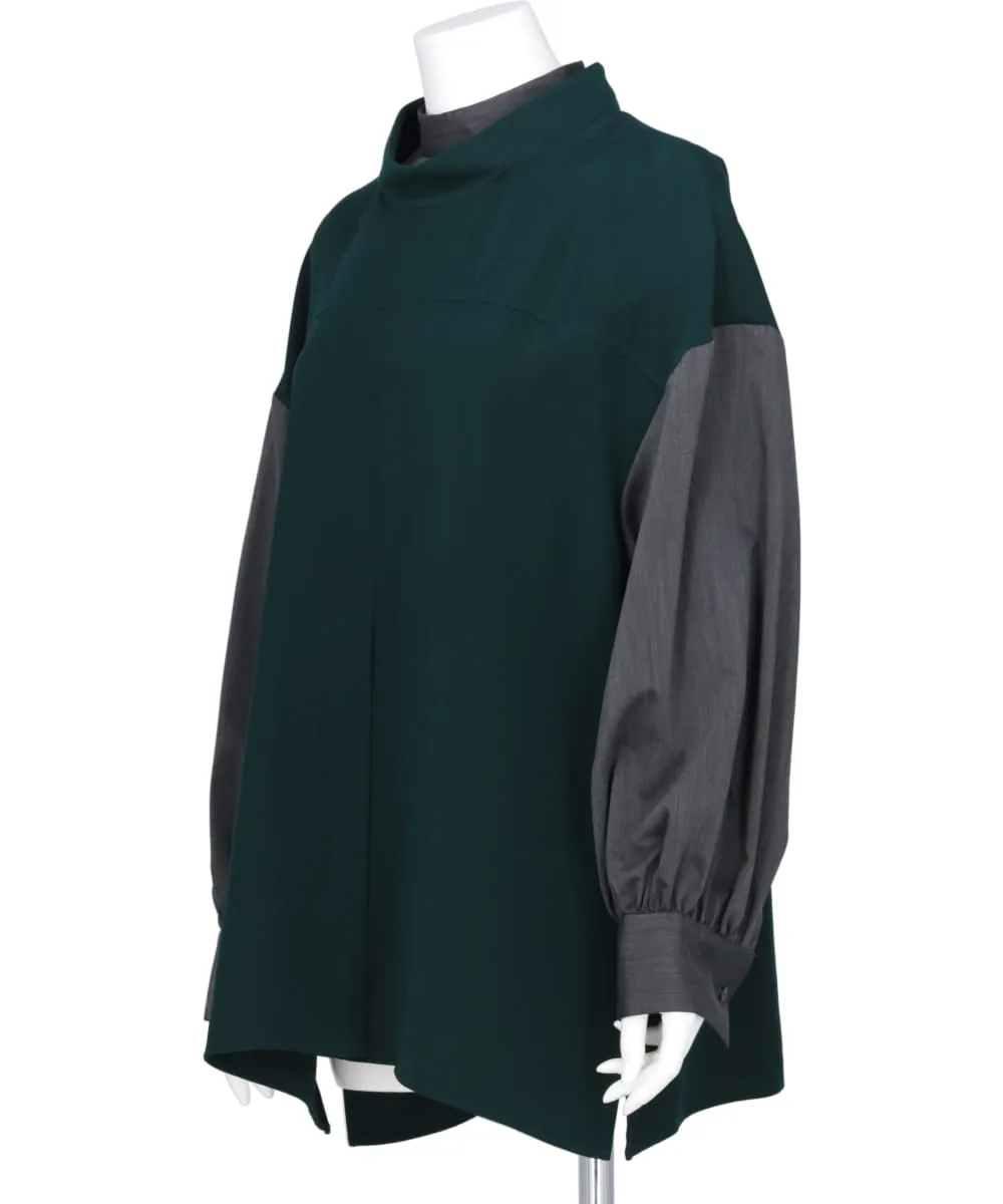 PE TWILL OFFNECK LAYERED PULLOVER