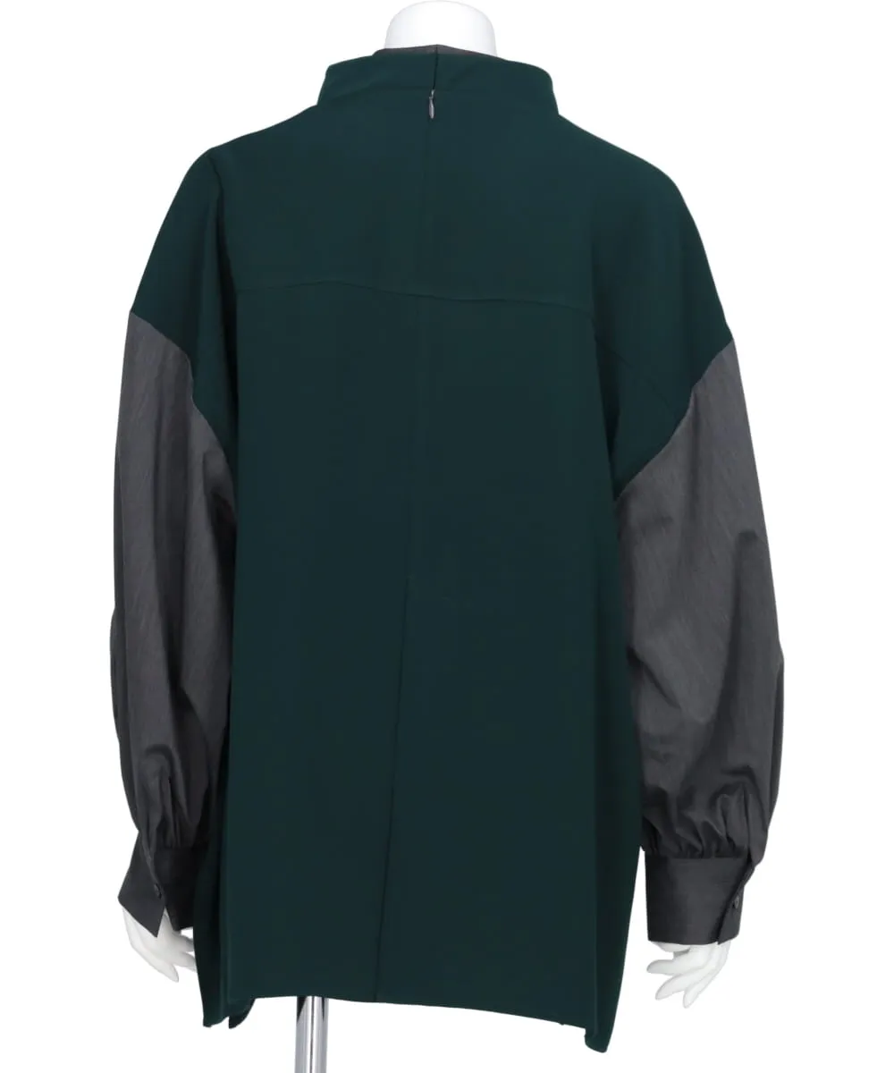 PE TWILL OFFNECK LAYERED PULLOVER