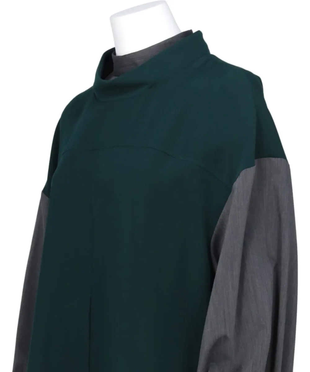 PE TWILL OFFNECK LAYERED PULLOVER