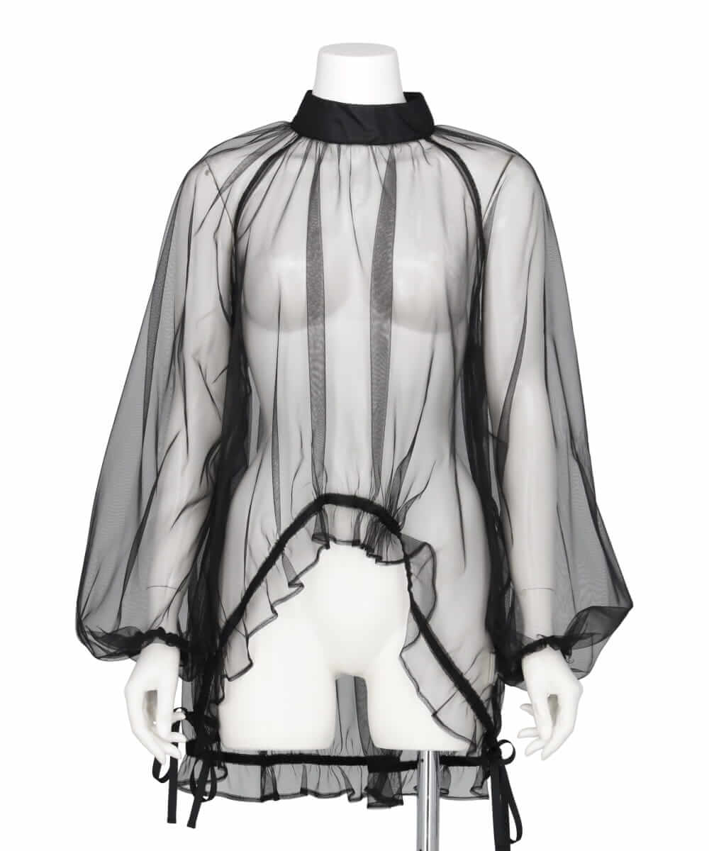 ROUND HEM SHEER BLOUSE