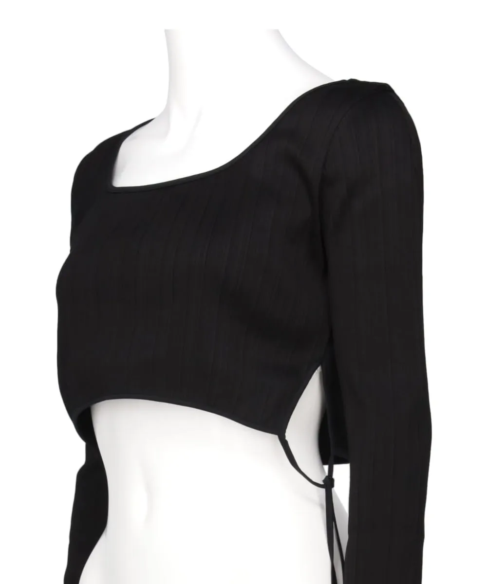 RANDOM RIBBED COTTON CROPPED TOP