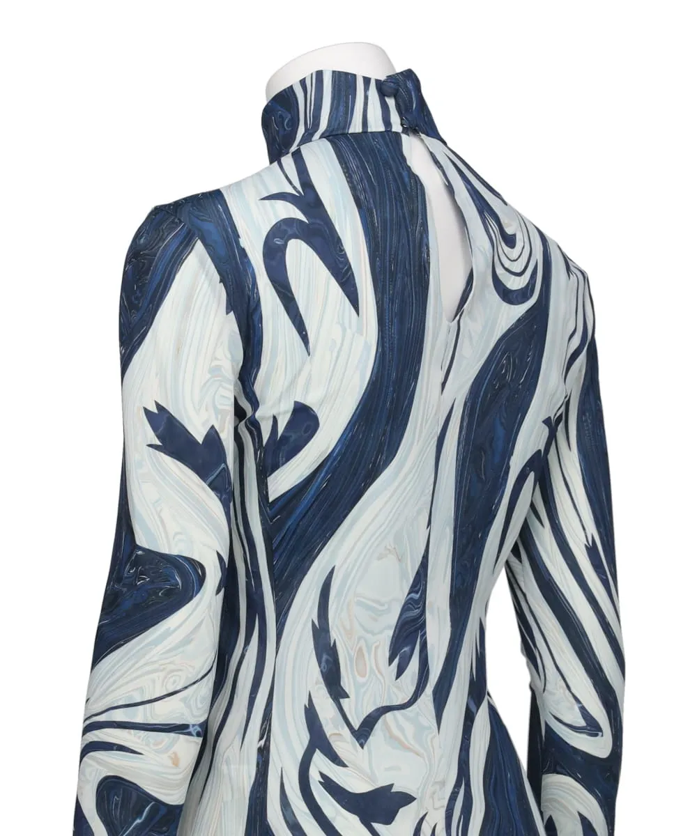 MARBLE PRINT JERSEY HIGH NECK TOP