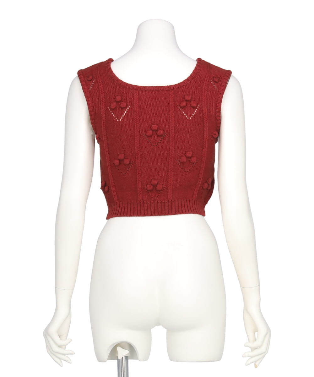 BUBBLE PATTERN SLEEVELESS KNITTED TOP