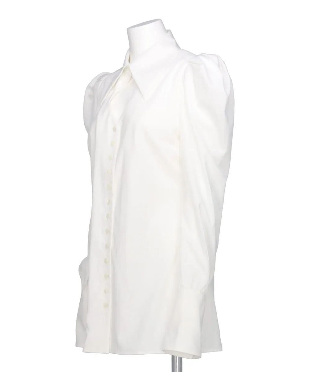 PUFF-SLEEVED COTTON SATIN HIRT