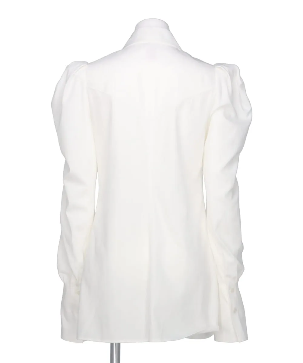 PUFF-SLEEVED COTTON SATIN HIRT