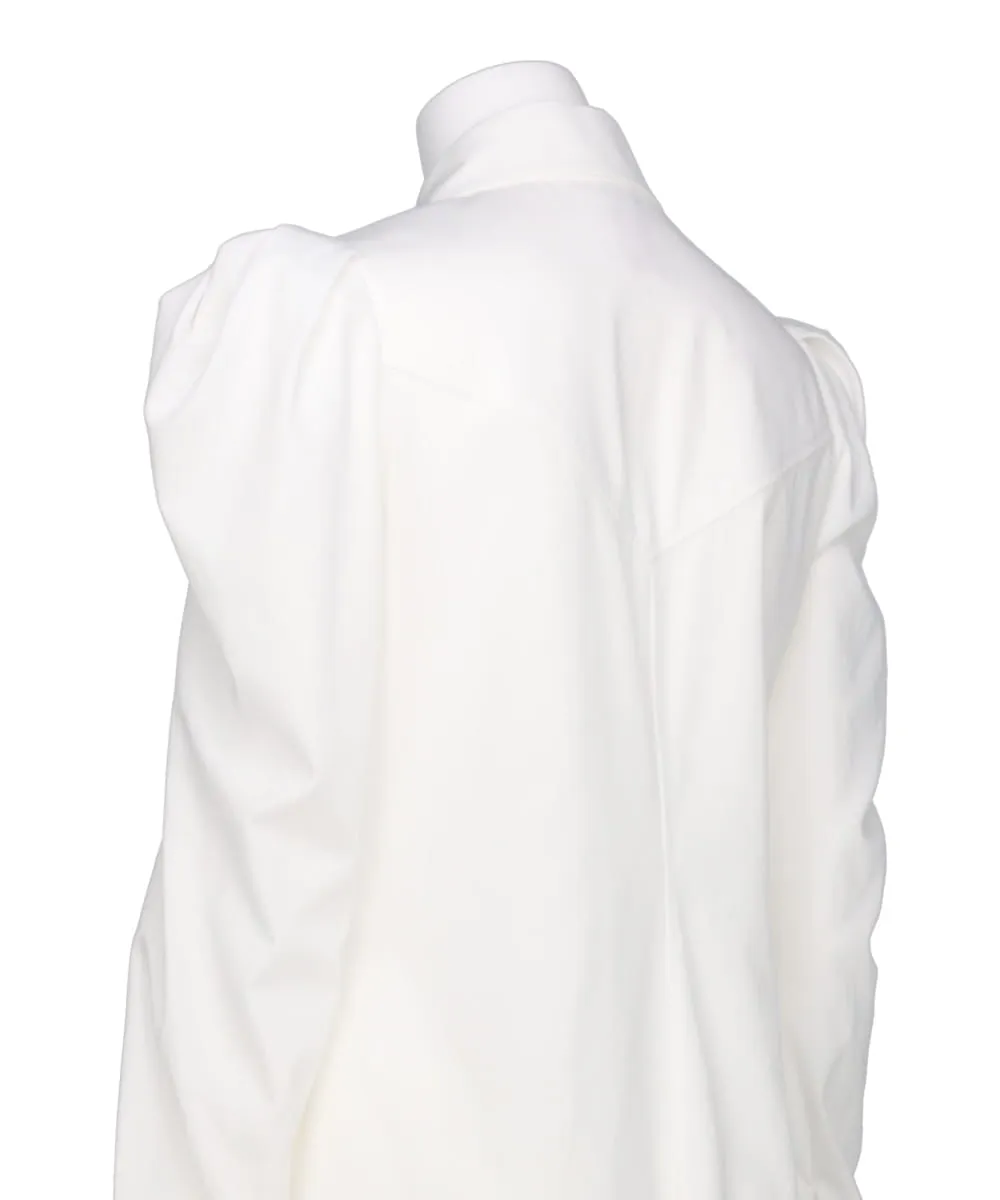 PUFF-SLEEVED COTTON SATIN HIRT