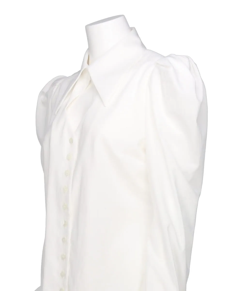 PUFF-SLEEVED COTTON SATIN HIRT