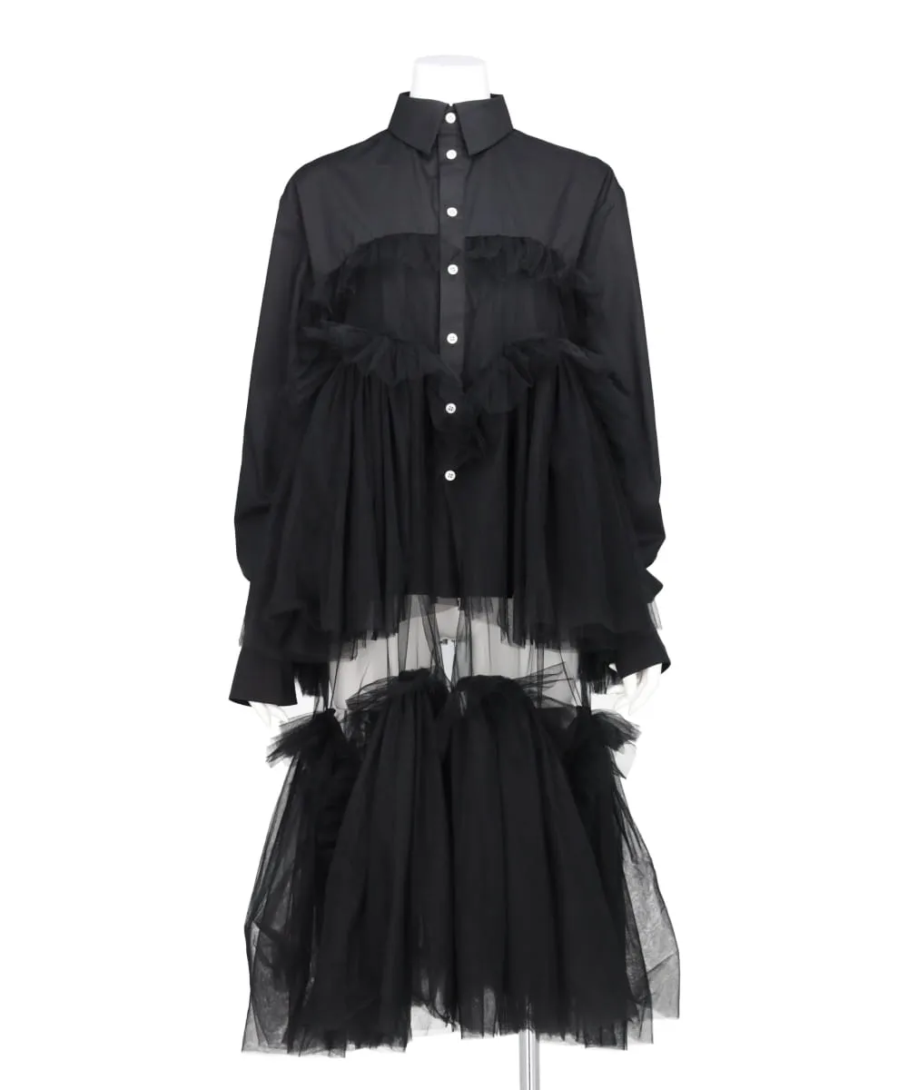 SHIRT WITH SWELL RUFFLE TULLE