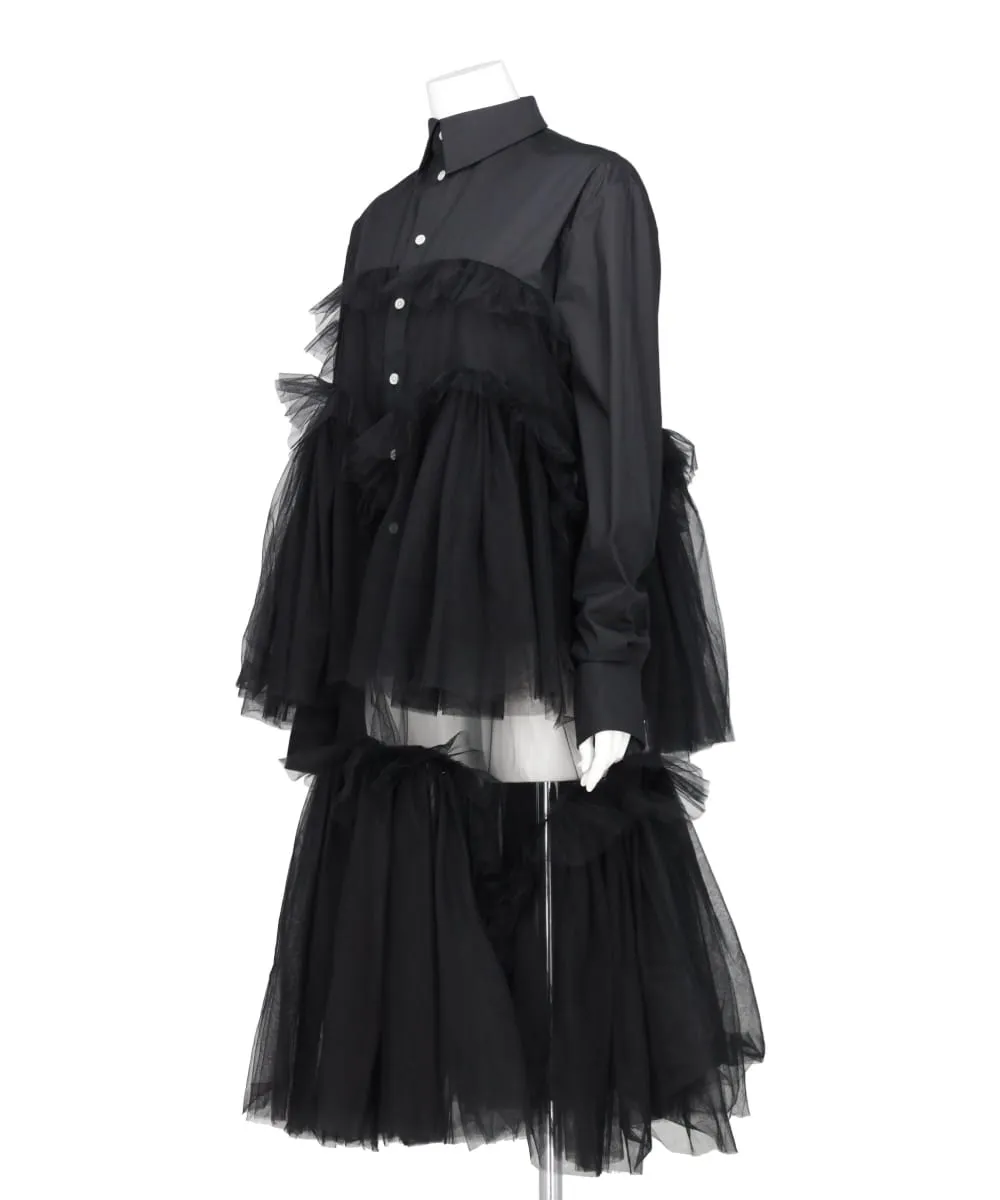 SHIRT WITH SWELL RUFFLE TULLE