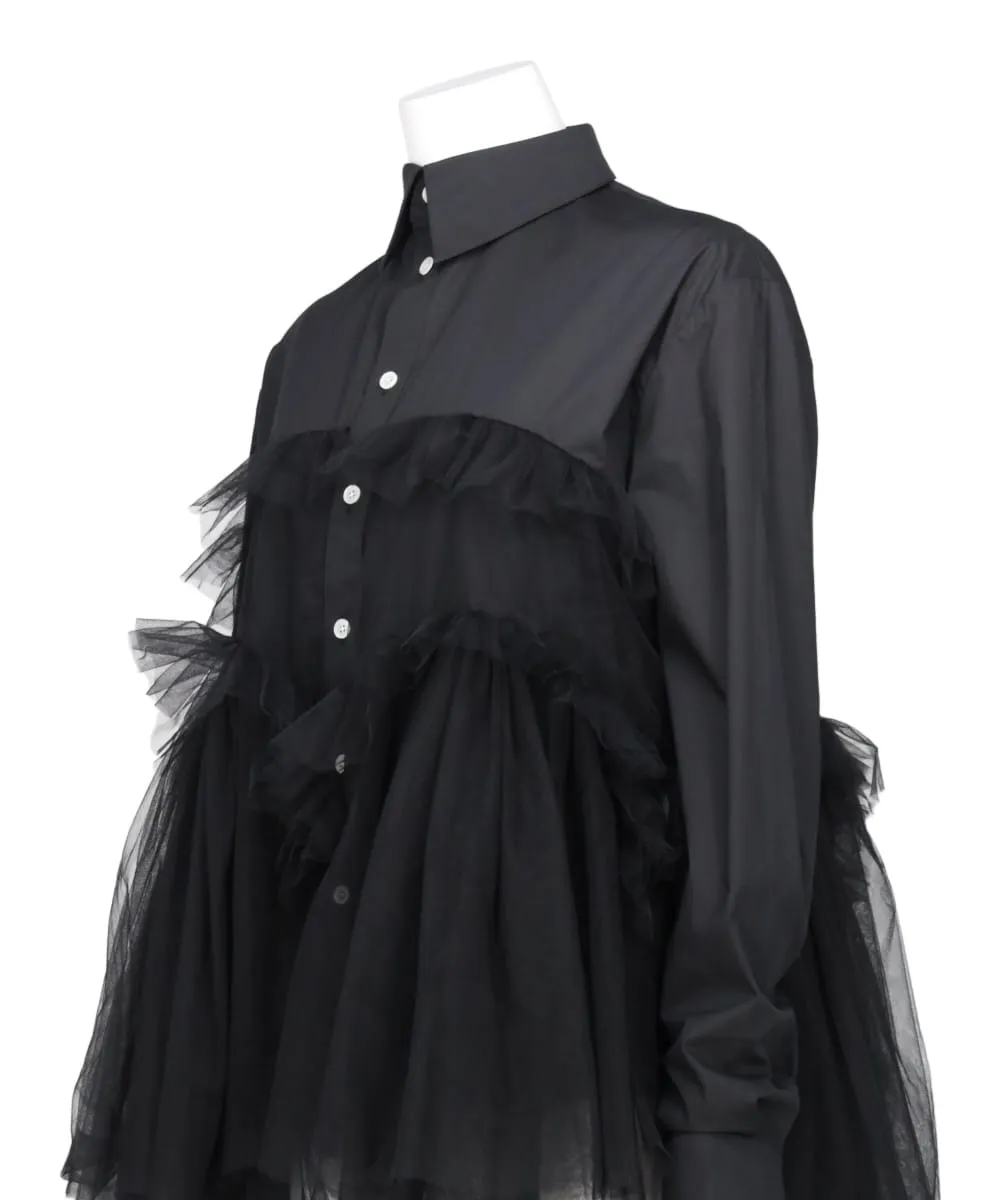 SHIRT WITH SWELL RUFFLE TULLE