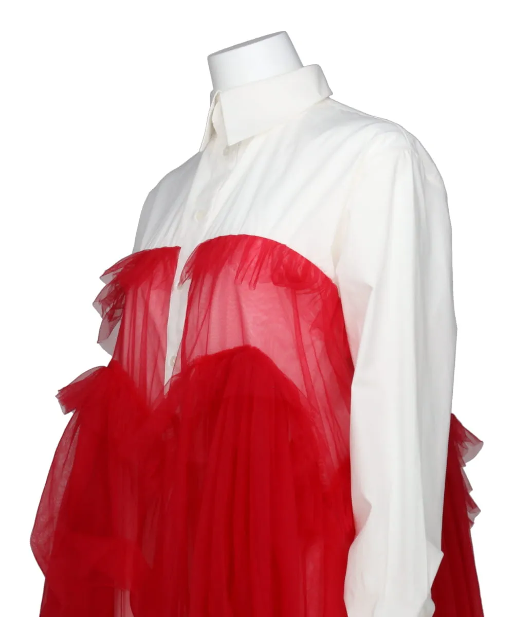 SHIRT WITH SWELL RUFFLE TULLE