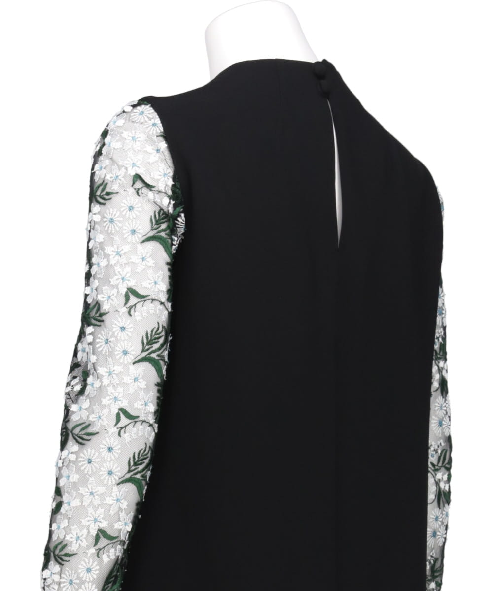 FLORAL LACE-SLEEVE CLASSIC TOP