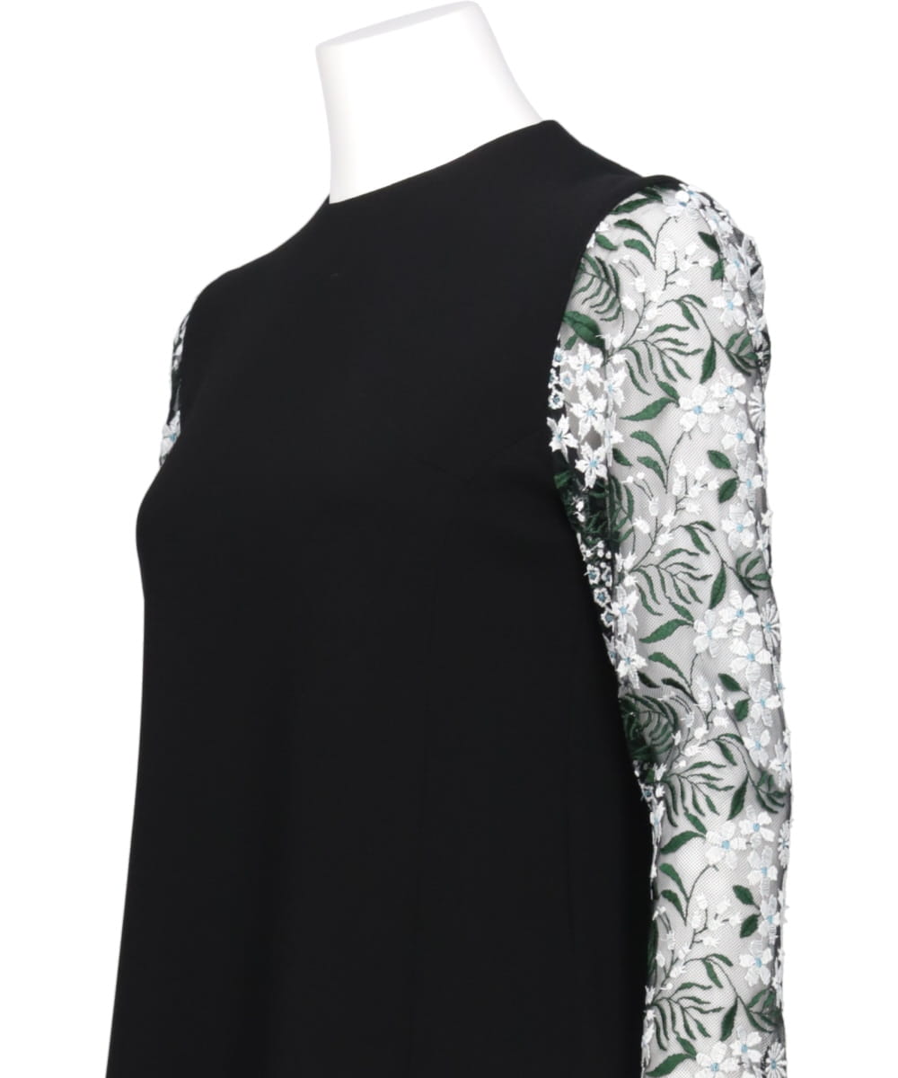 FLORAL LACE-SLEEVE CLASSIC TOP
