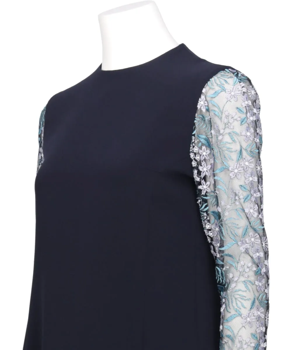 FLORAL LACE-SLEEVE CLASSIC TOP