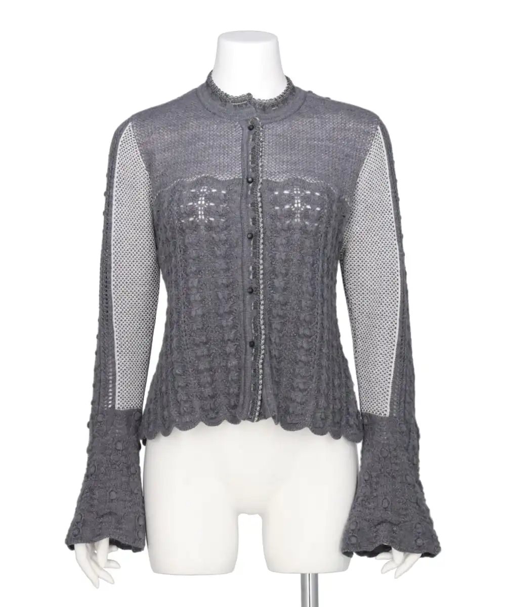 OPENWORK PATTERN KNITTED CARDIGAN