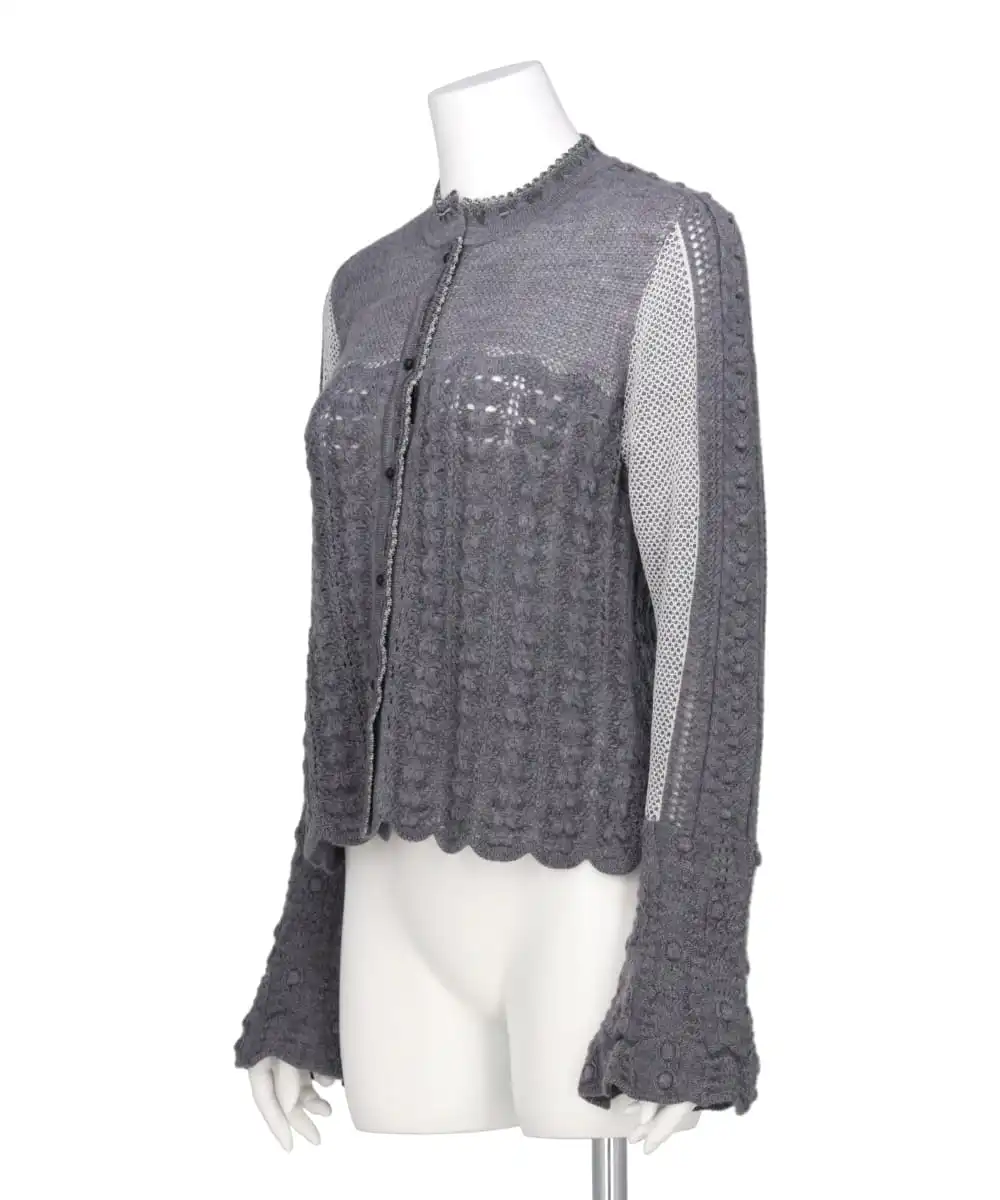 OPENWORK PATTERN KNITTED CARDIGAN