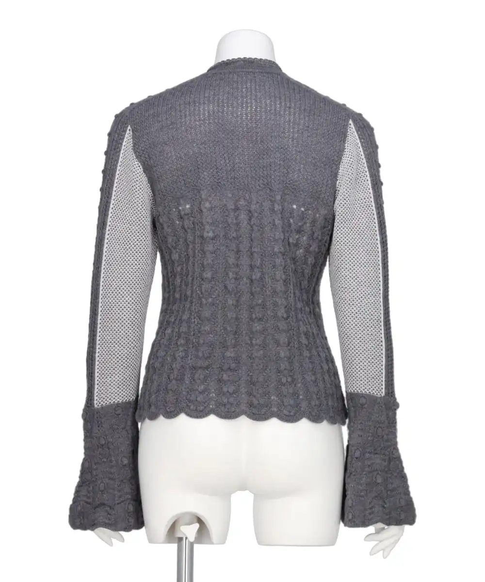 OPENWORK PATTERN KNITTED CARDIGAN